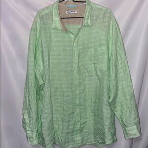 Tommy Bahama XXL Mint Green Casual Shirt 100% LINEN EXCELLENT CLEAN CONDITION
